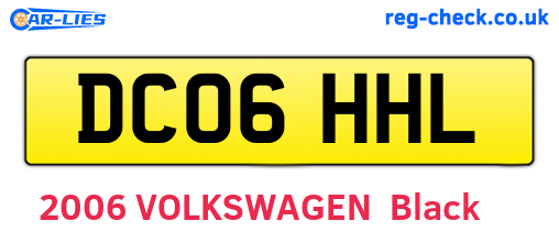 DC06HHL are the vehicle registration plates.