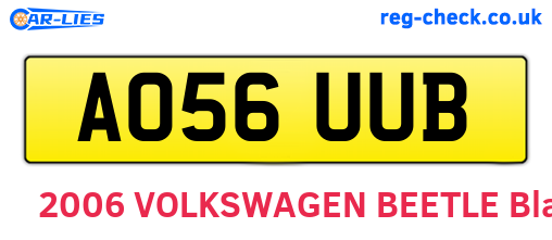 AO56UUB are the vehicle registration plates.