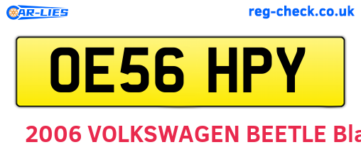 OE56HPY are the vehicle registration plates.