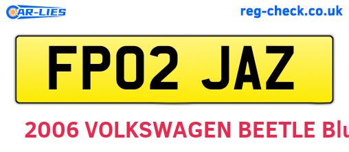FP02JAZ are the vehicle registration plates.