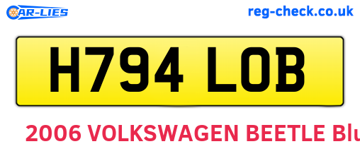 H794LOB are the vehicle registration plates.