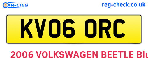 KV06ORC are the vehicle registration plates.