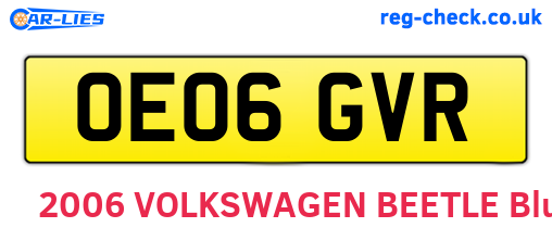 OE06GVR are the vehicle registration plates.