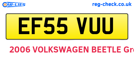 EF55VUU are the vehicle registration plates.