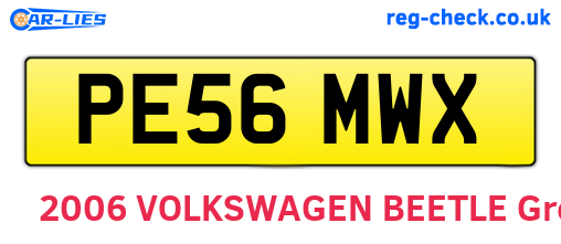 PE56MWX are the vehicle registration plates.