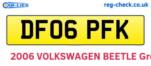 DF06PFK are the vehicle registration plates.