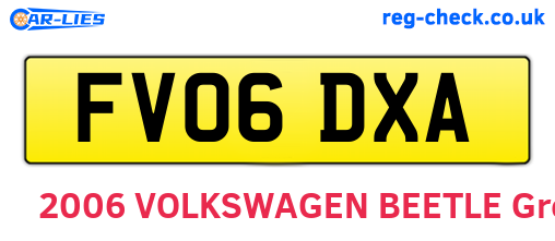 FV06DXA are the vehicle registration plates.