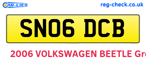 SN06DCB are the vehicle registration plates.