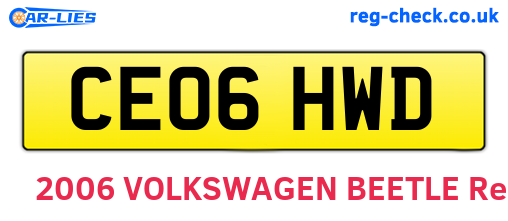 CE06HWD are the vehicle registration plates.