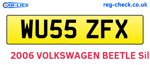 WU55ZFX are the vehicle registration plates.