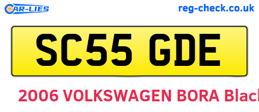 SC55GDE are the vehicle registration plates.