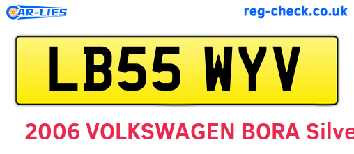 LB55WYV are the vehicle registration plates.
