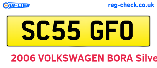 SC55GFO are the vehicle registration plates.