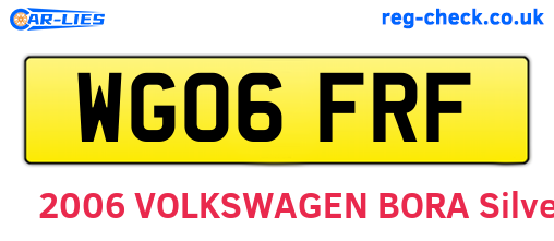 WG06FRF are the vehicle registration plates.