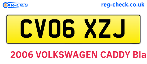 CV06XZJ are the vehicle registration plates.