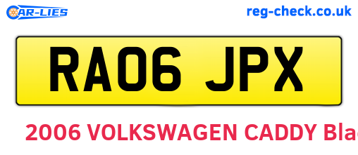 RA06JPX are the vehicle registration plates.