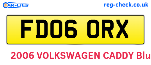 FD06ORX are the vehicle registration plates.