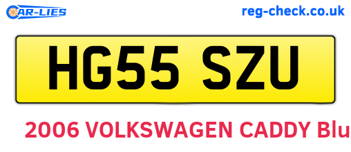 HG55SZU are the vehicle registration plates.