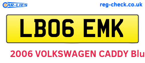LB06EMK are the vehicle registration plates.