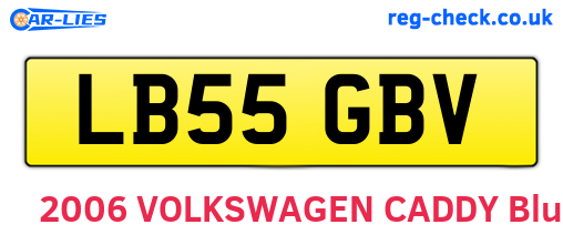 LB55GBV are the vehicle registration plates.