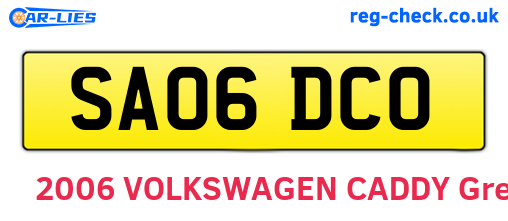 SA06DCO are the vehicle registration plates.