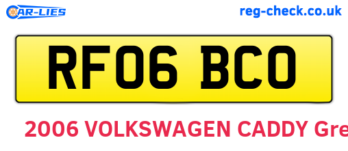 RF06BCO are the vehicle registration plates.