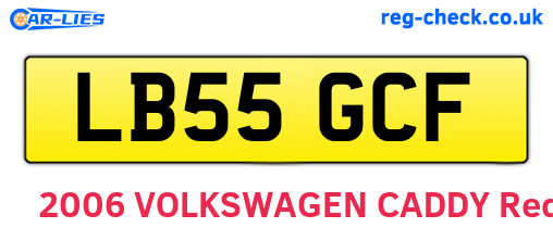 LB55GCF are the vehicle registration plates.