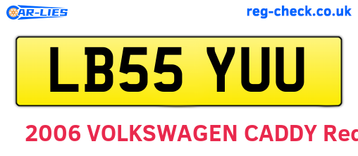 LB55YUU are the vehicle registration plates.
