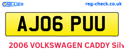 AJ06PUU are the vehicle registration plates.