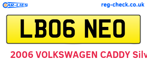 LB06NEO are the vehicle registration plates.