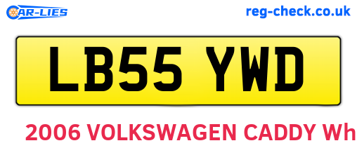 LB55YWD are the vehicle registration plates.