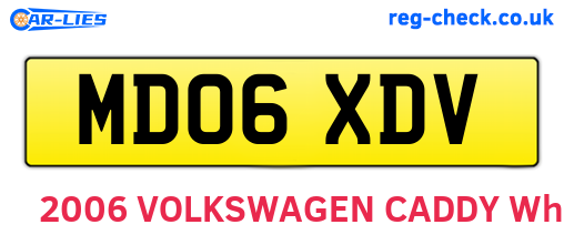 MD06XDV are the vehicle registration plates.