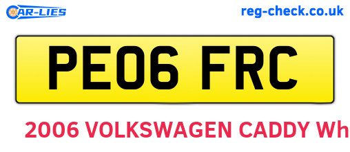 PE06FRC are the vehicle registration plates.