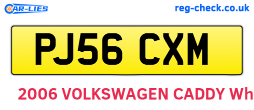 PJ56CXM are the vehicle registration plates.