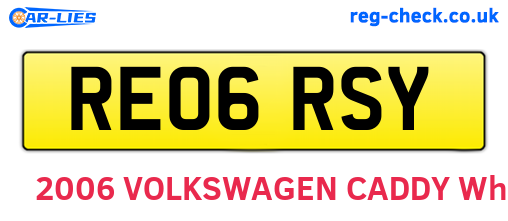 RE06RSY are the vehicle registration plates.