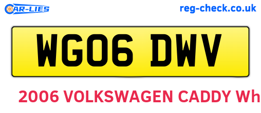 WG06DWV are the vehicle registration plates.