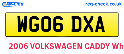 WG06DXA are the vehicle registration plates.