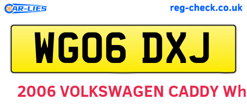 WG06DXJ are the vehicle registration plates.
