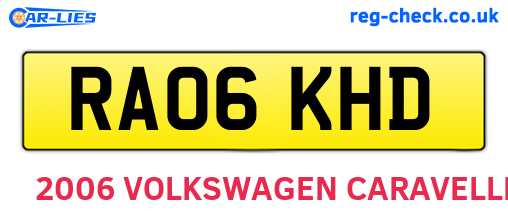RA06KHD are the vehicle registration plates.