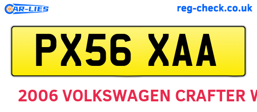PX56XAA are the vehicle registration plates.