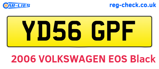 YD56GPF are the vehicle registration plates.