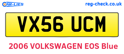 VX56UCM are the vehicle registration plates.