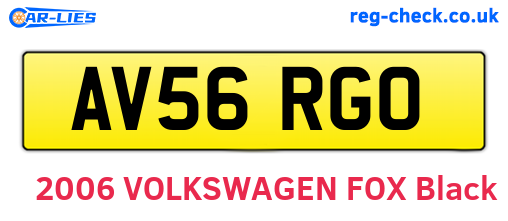 AV56RGO are the vehicle registration plates.
