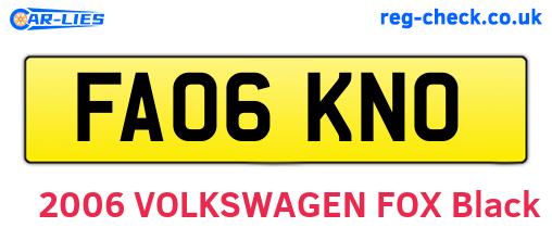 FA06KNO are the vehicle registration plates.