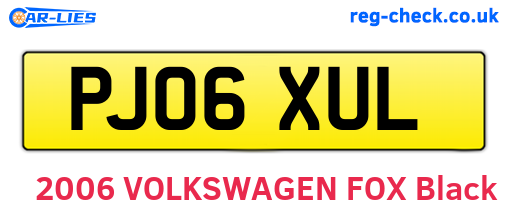 PJ06XUL are the vehicle registration plates.