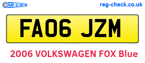 FA06JZM are the vehicle registration plates.