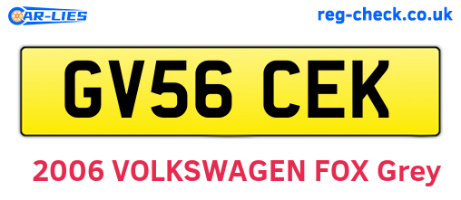 GV56CEK are the vehicle registration plates.