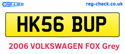 HK56BUP are the vehicle registration plates.
