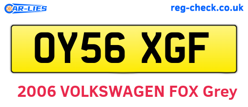 OY56XGF are the vehicle registration plates.