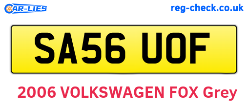 SA56UOF are the vehicle registration plates.